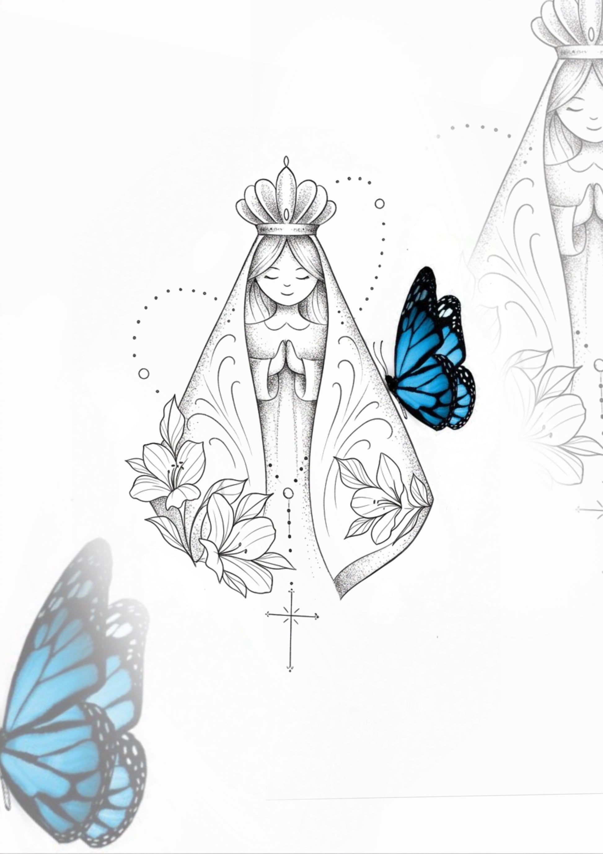 Nossa Senhora e Borboleta - flash autoral de Guilherme - 10x7,5 cm