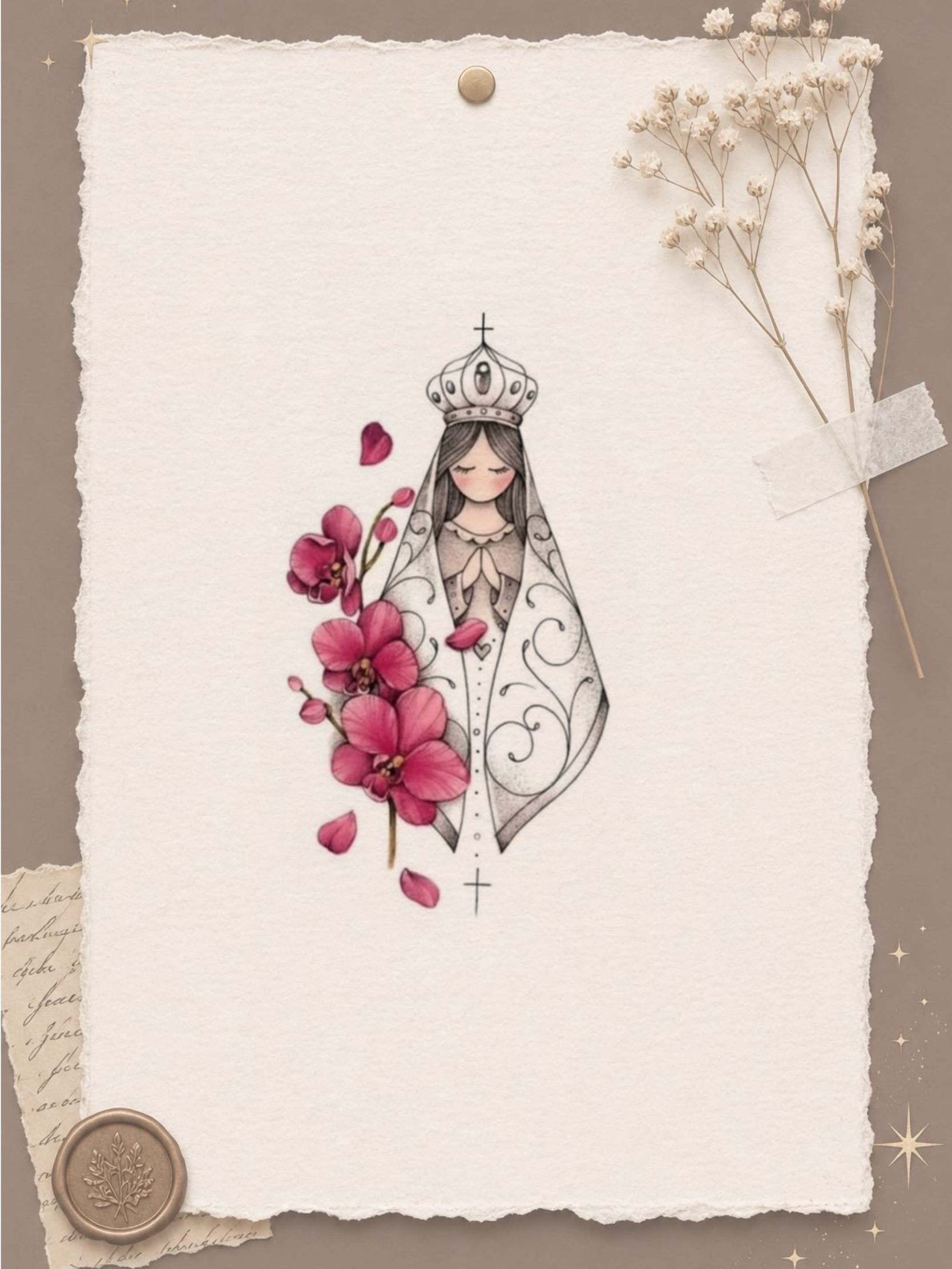 Nossa Senhora e Flores - flash autoral de Miranda - 12 cm