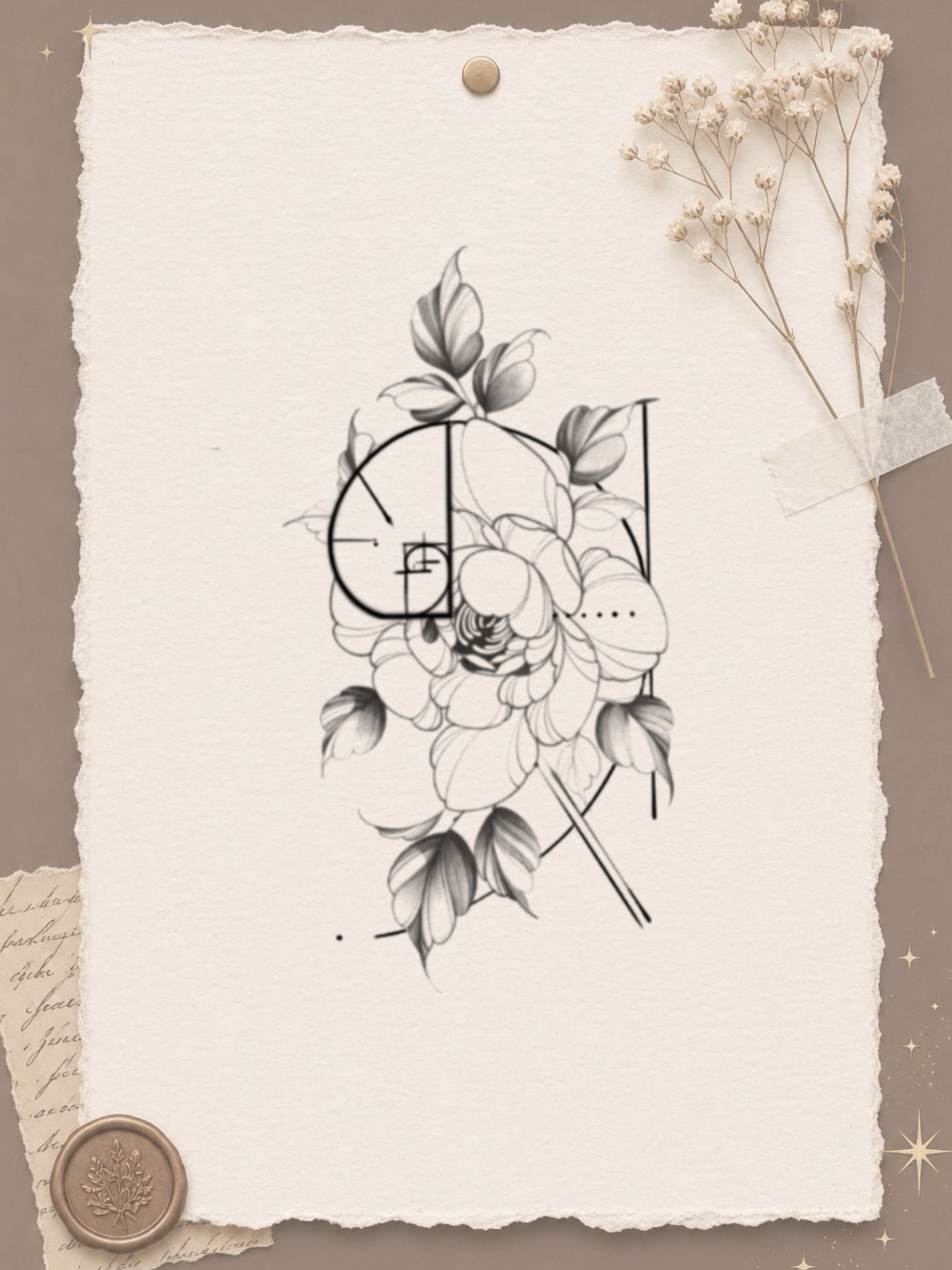 Floral com Geometria - flash autoral de Miranda - 13 cm