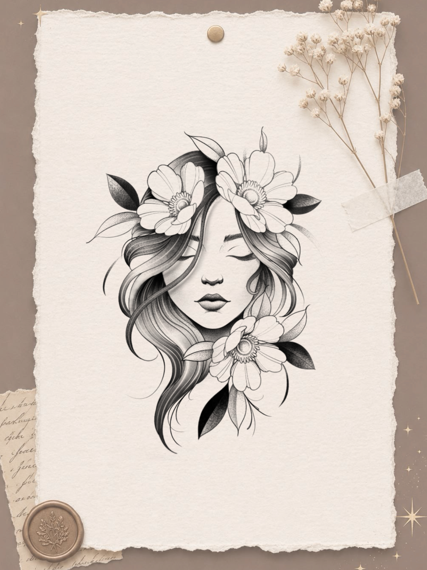 Mulher com Flores - flash autoral de Miranda - 16 cm