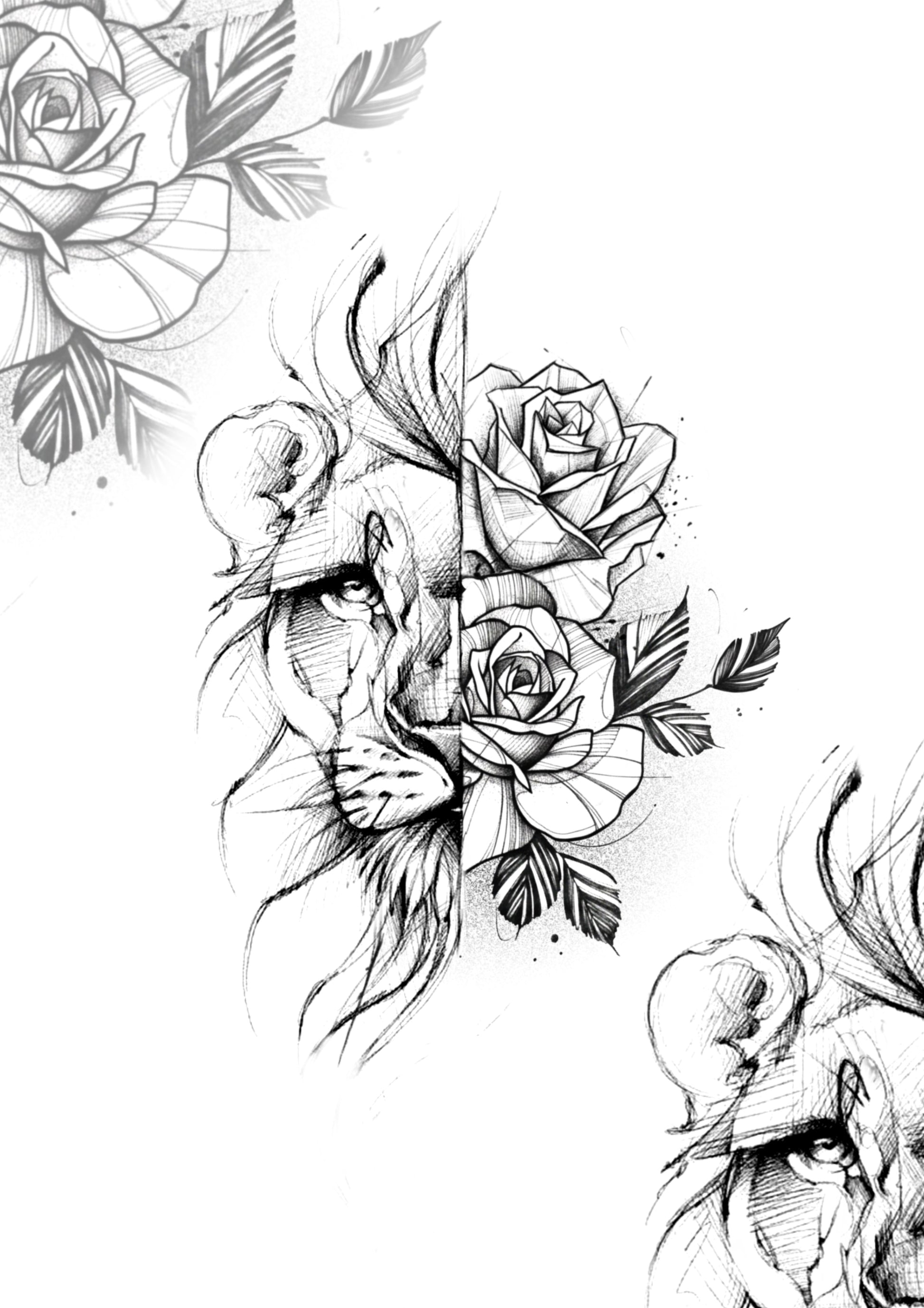 Caveira e Rosas - flash autoral de Guilherme - 20x14 cm