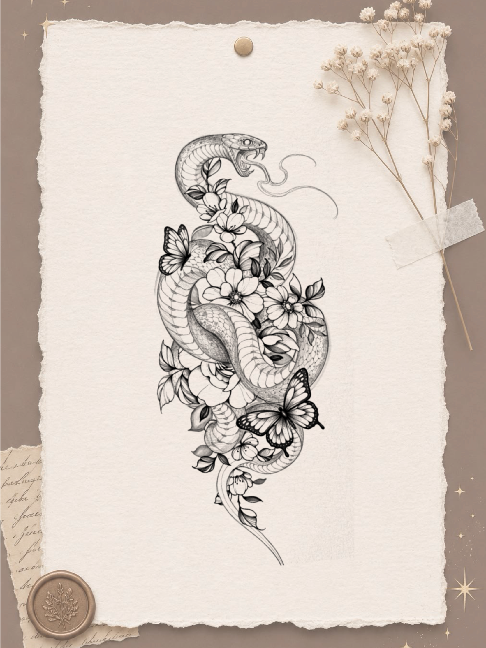 Cobra Floral - flash autoral de Miranda - 23 cm