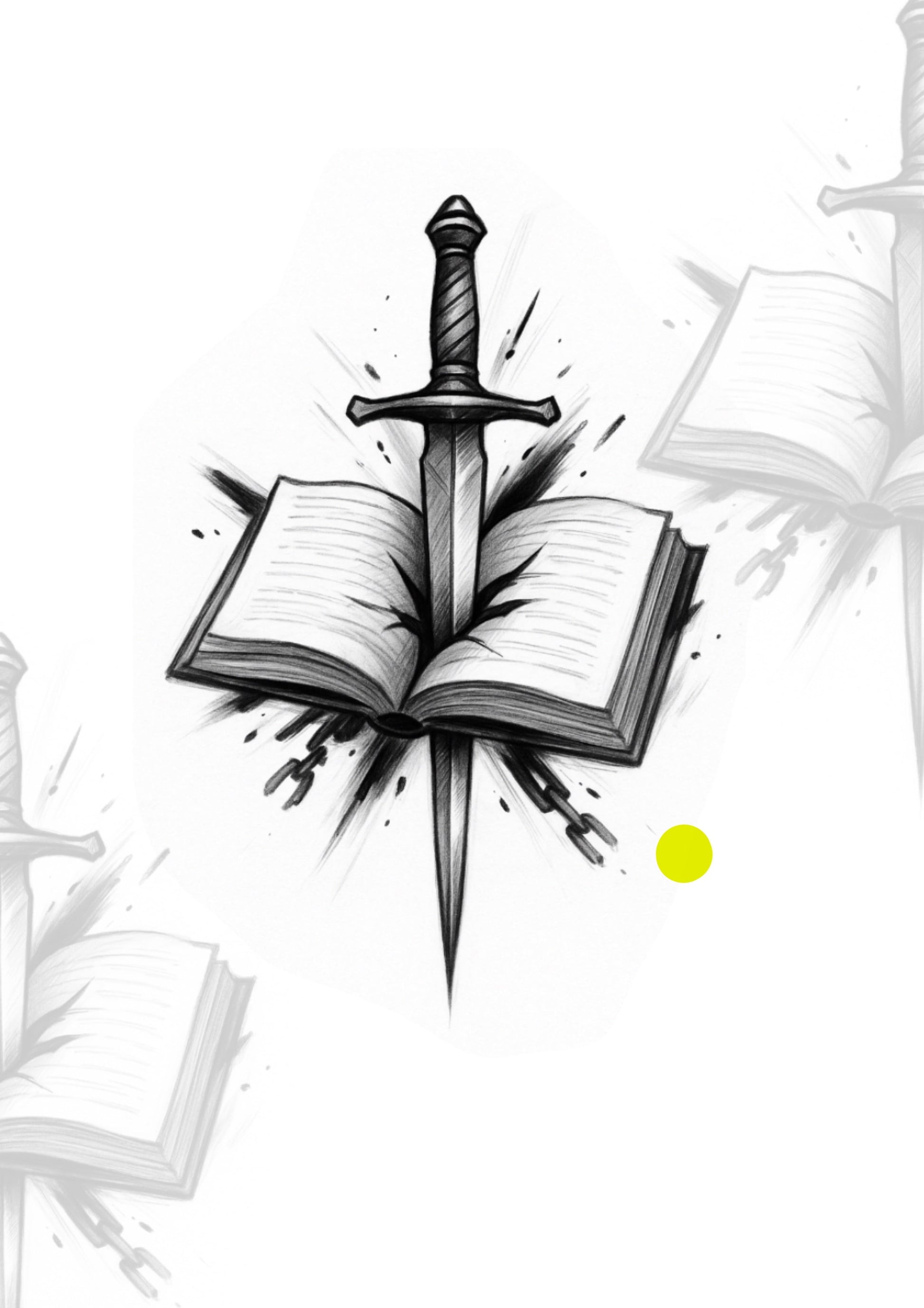 Sketch Adaga no Livro 7x5cm – Tatuador Guilherme