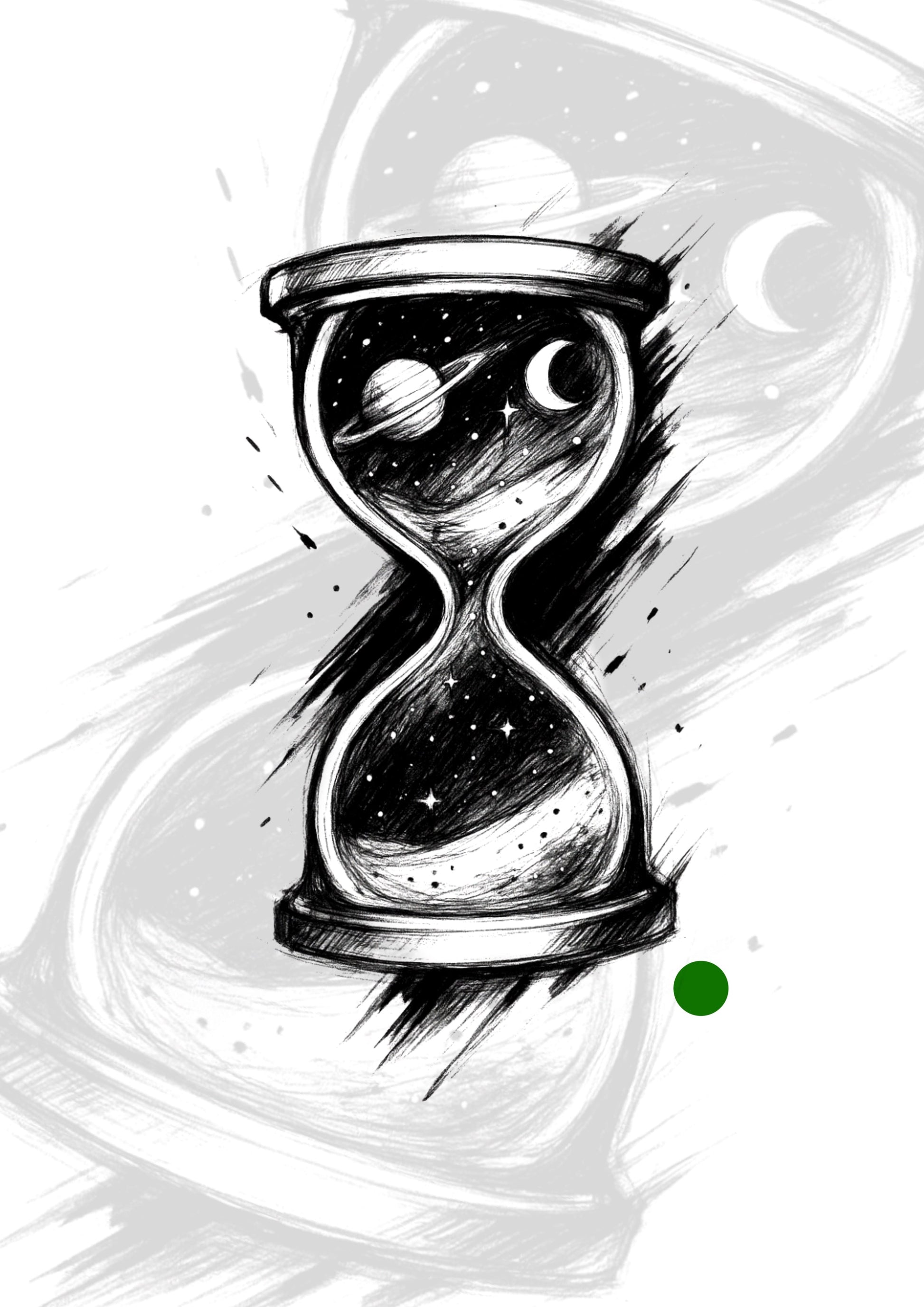 Sketch Ampulheta 10x6cm – Tatuador Guilherme (Exclusiva)