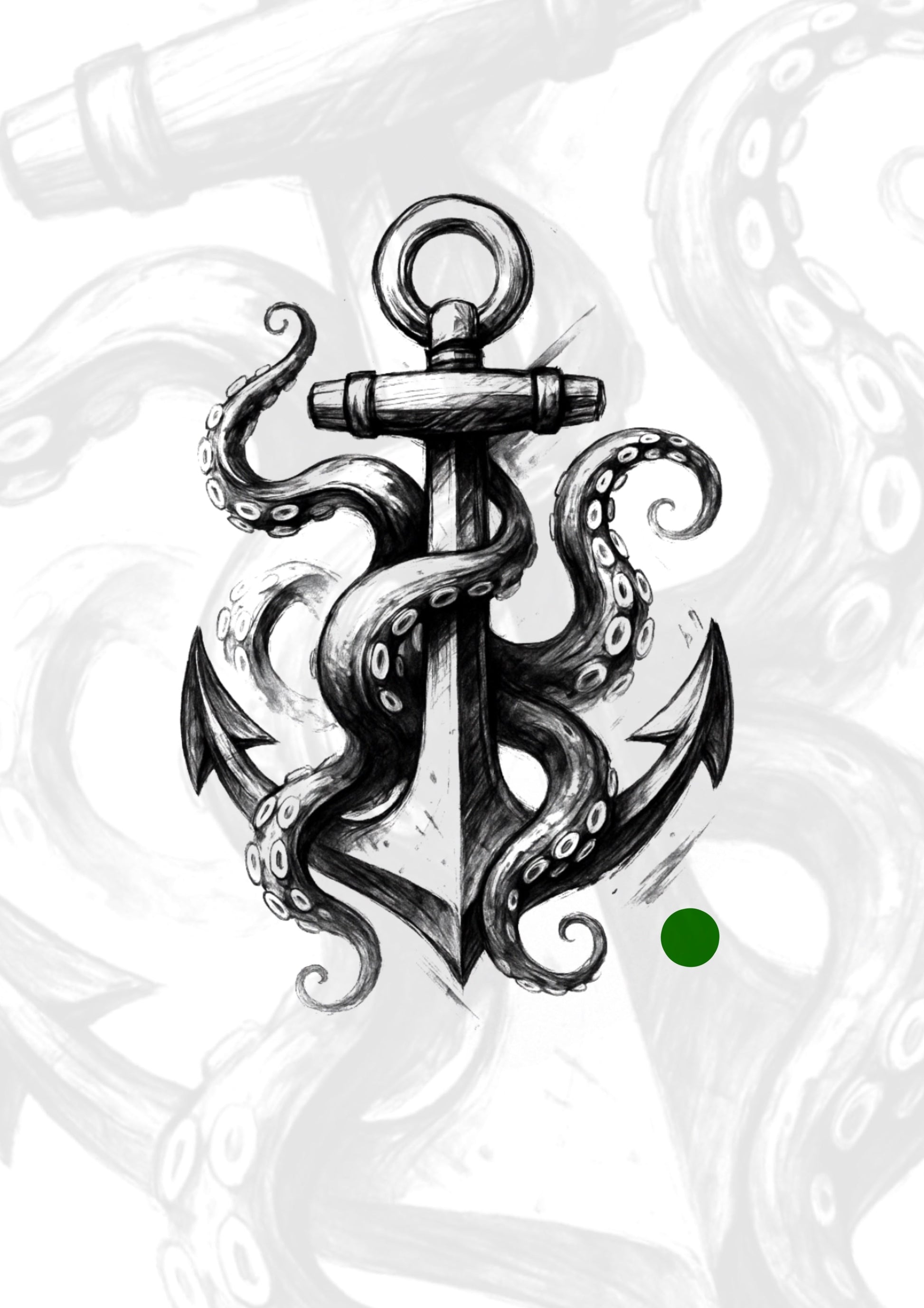 Sketch Âncora com Polvo 9x6cm – Tatuador Guilherme (Exclusivo)