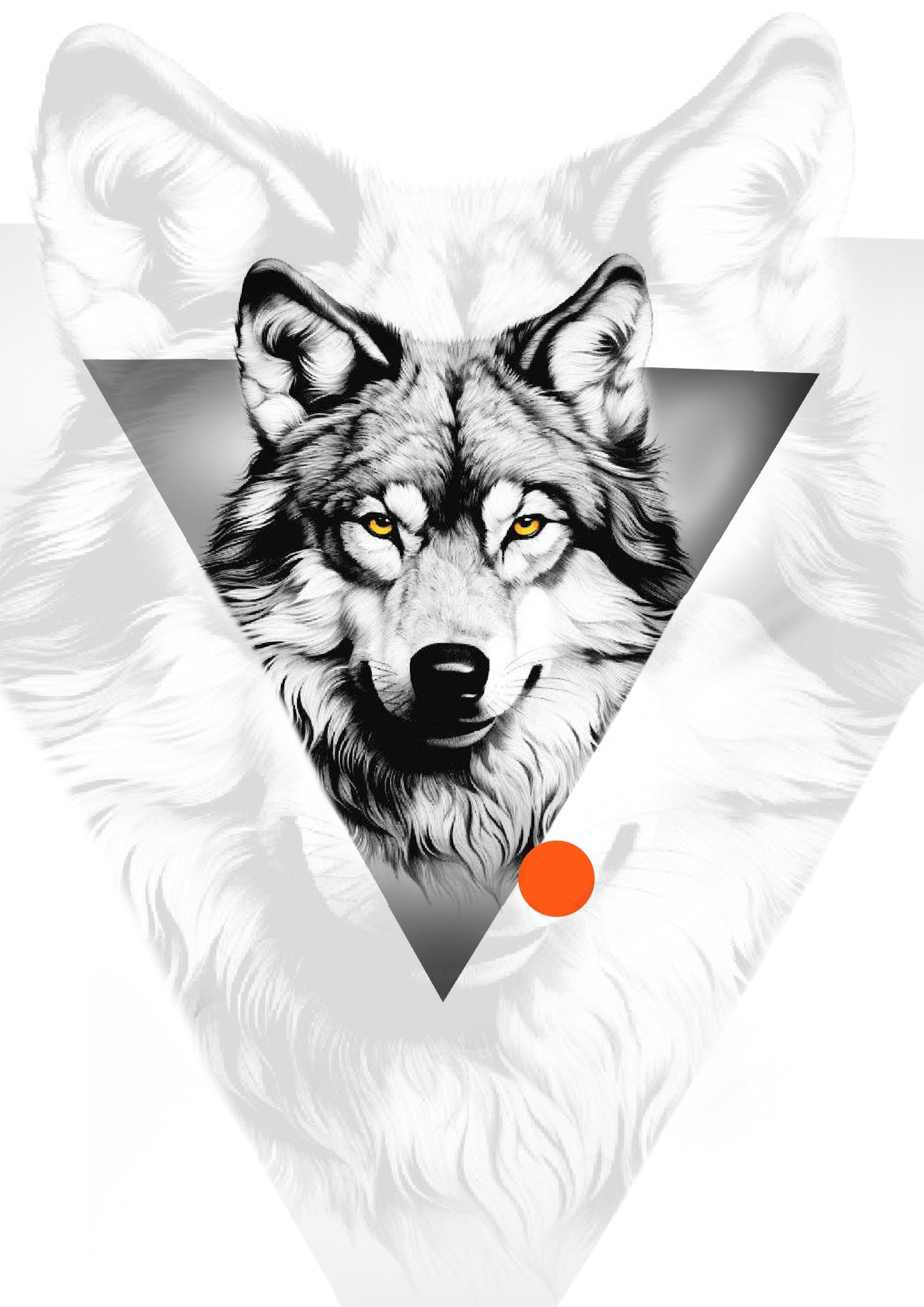 Realismo Lobo com triângulo 10cm [EXCLUSIVO] - Tatuador Boy