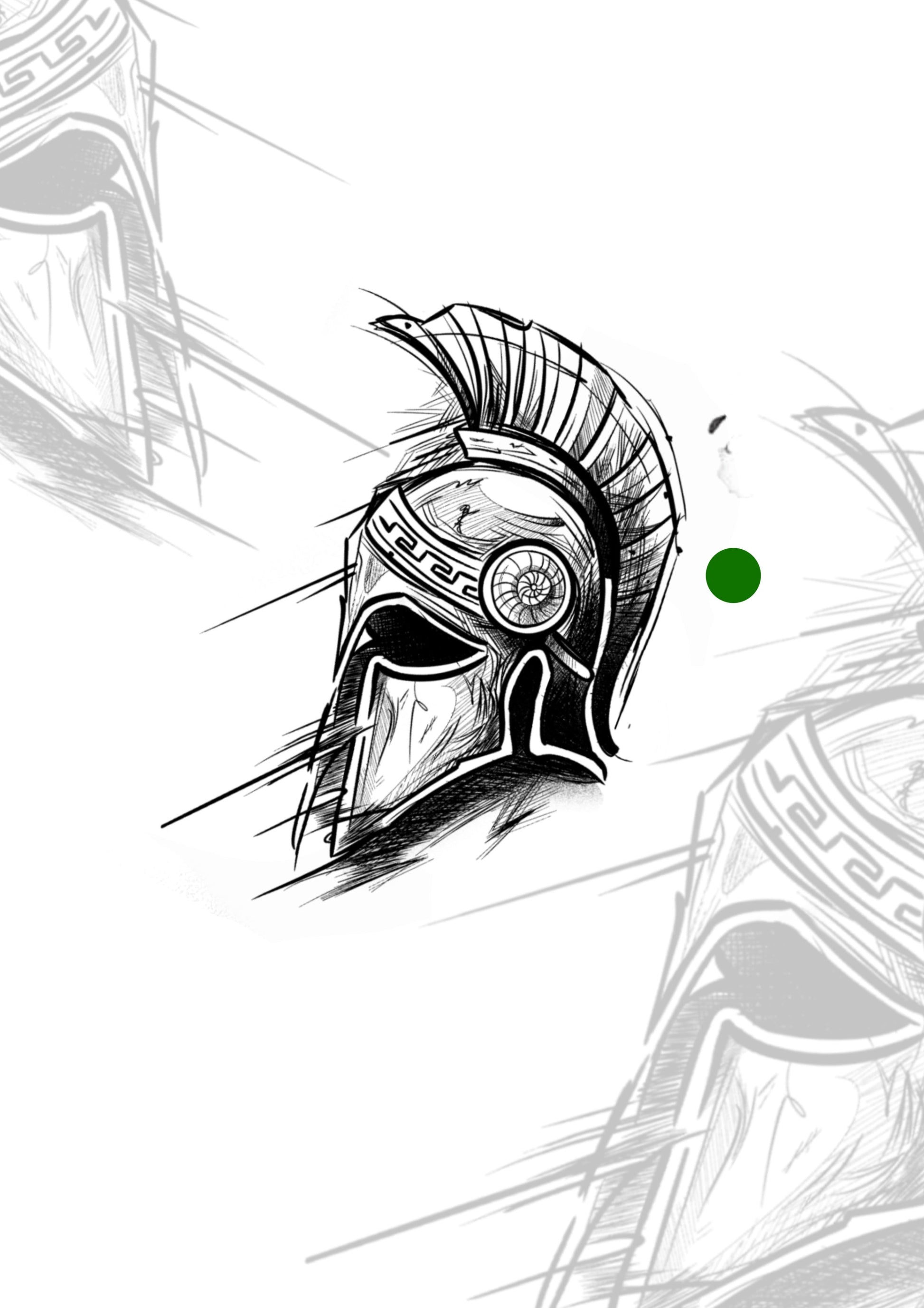 Sketch Capacete guerreiro sketch 10x6cm 10x6cm - Tatuador Guilherme