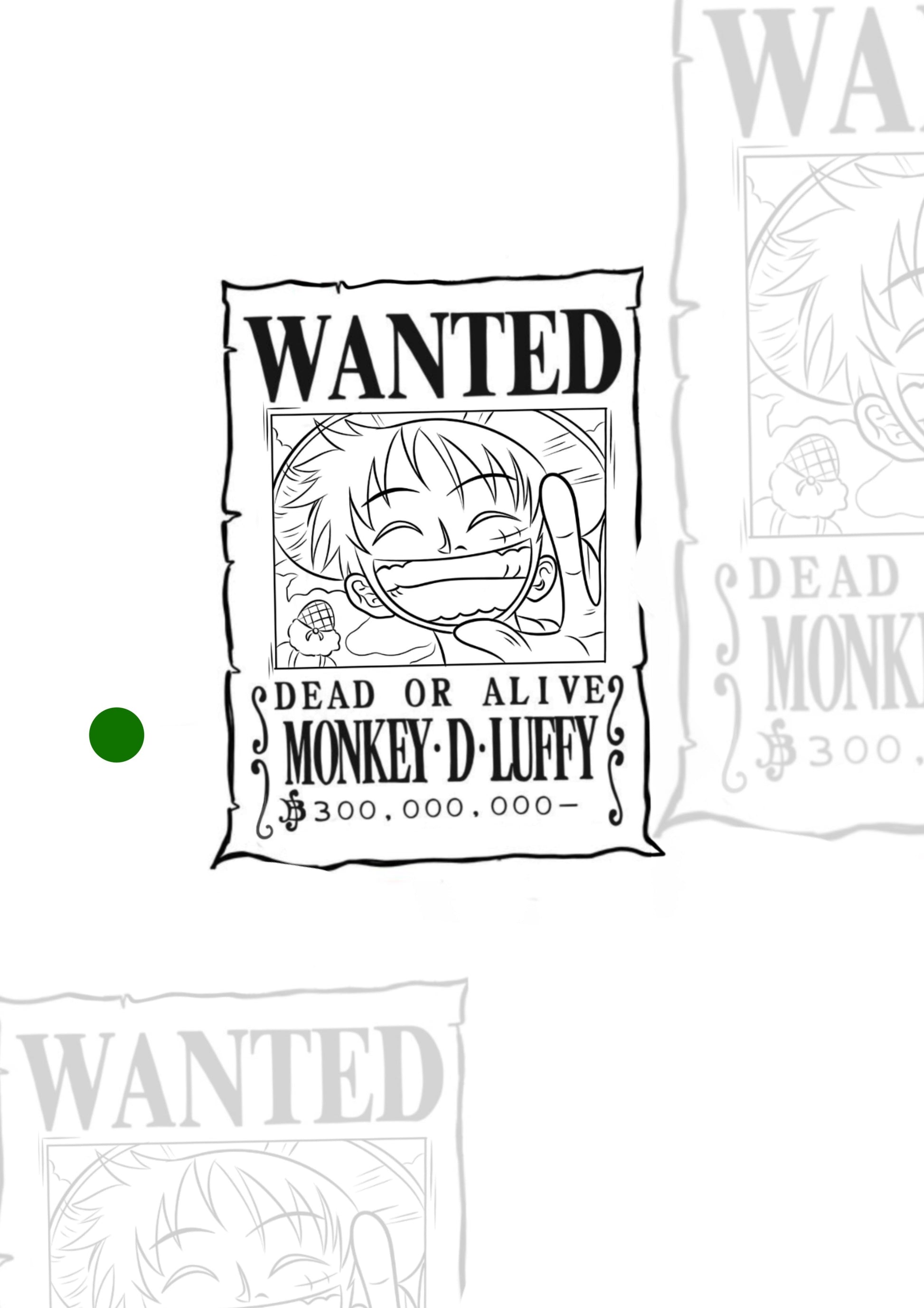 Geek Cartaz procurado luffy 7x6cm 7x6cm - Tatuador Guilherme
