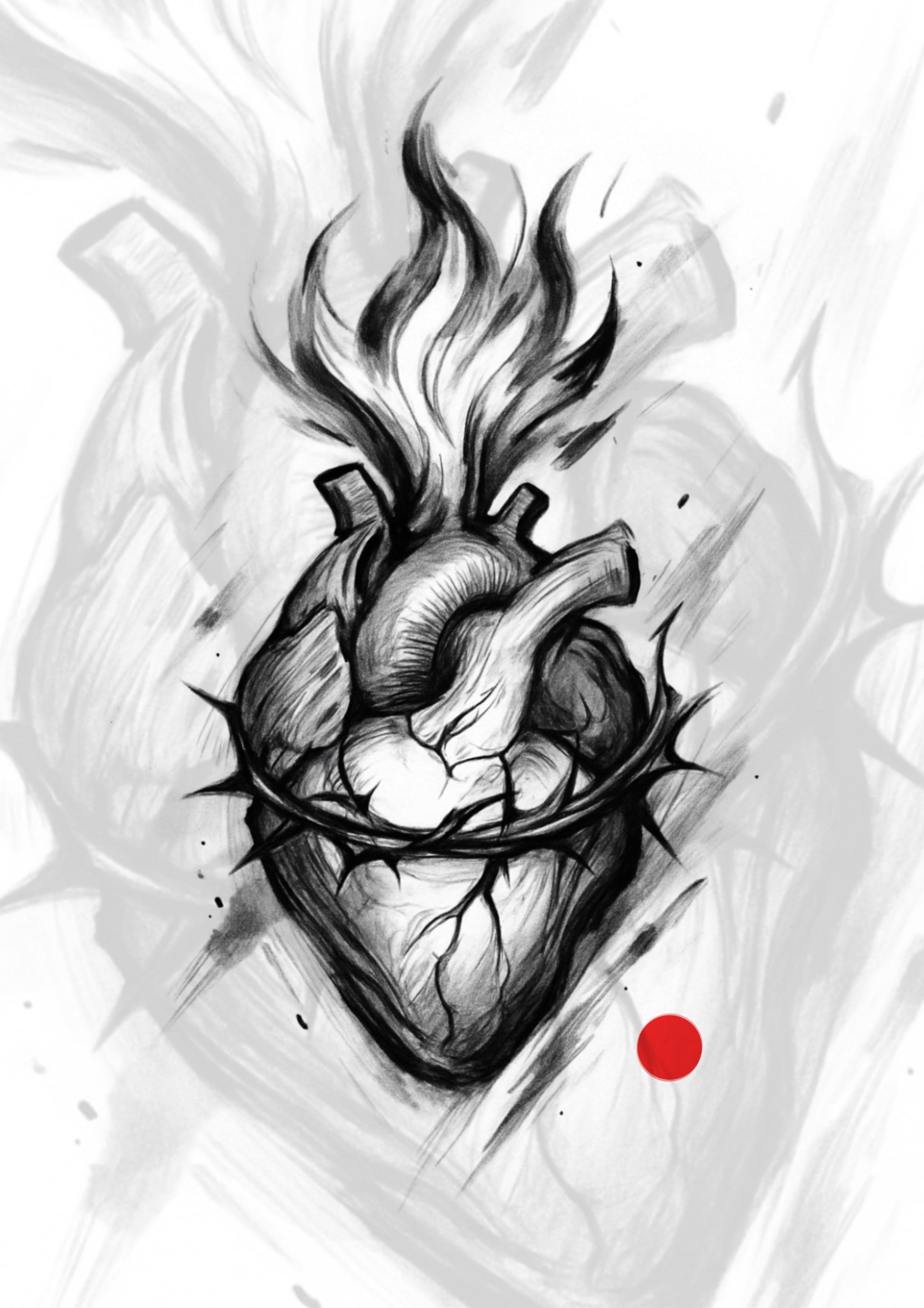 Sketch Coracao sagrado sketch 11x6cm - Tatuador Guilherme