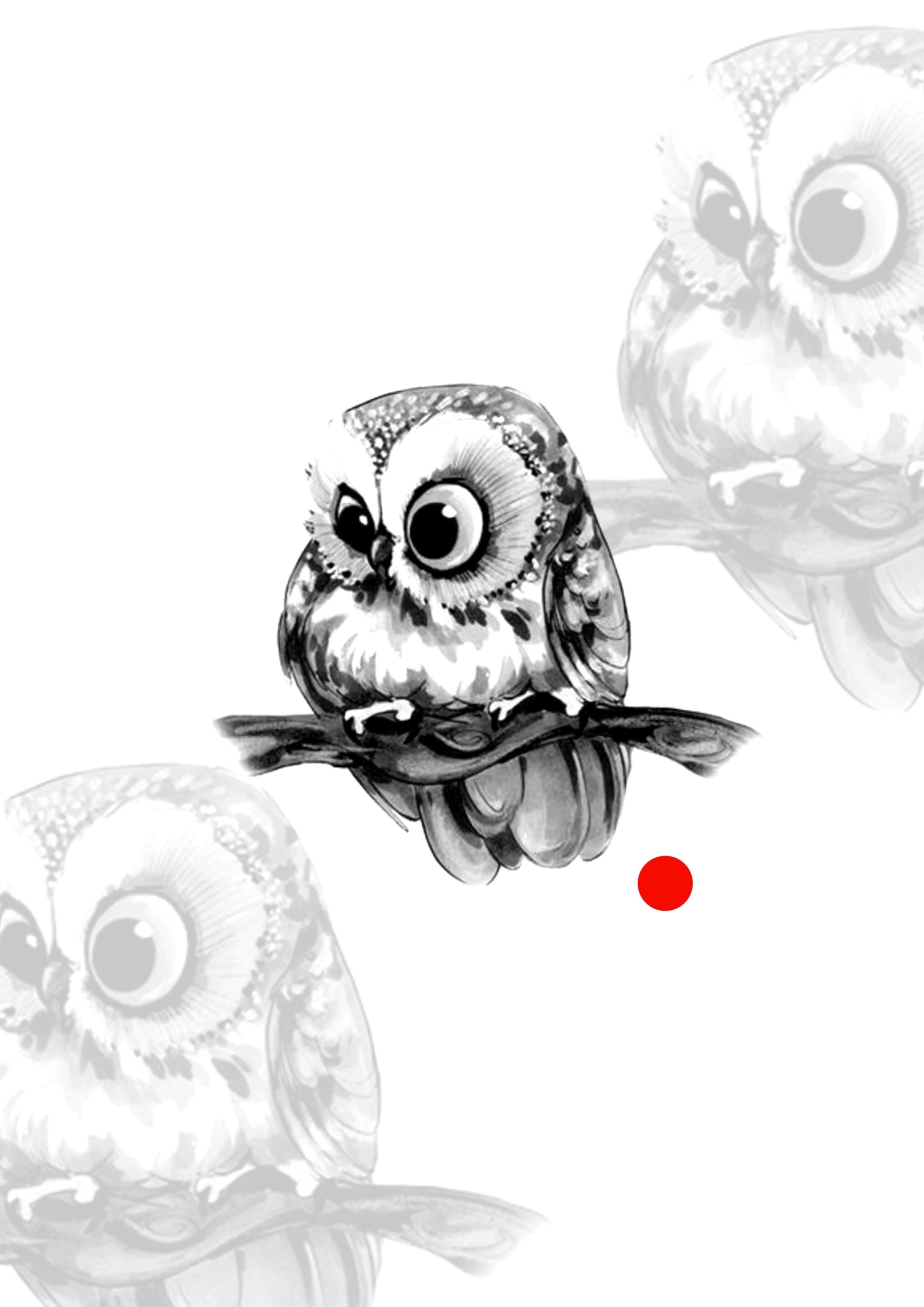 Sketch Coruja 7x6cm - Tatuador Guilherme
