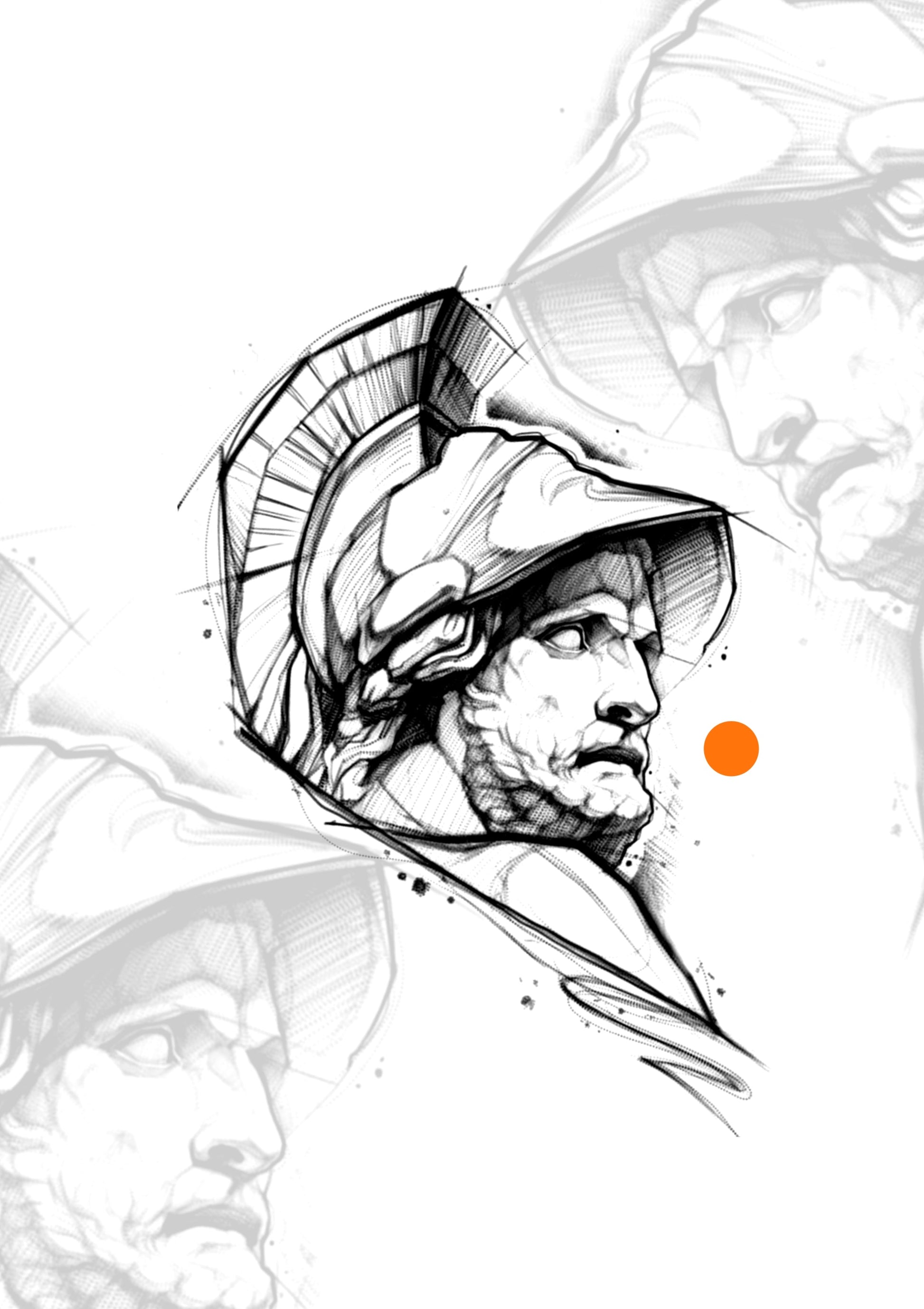 Sketch Deus grego sketch 14x9cm - Tatuador Guilherme
