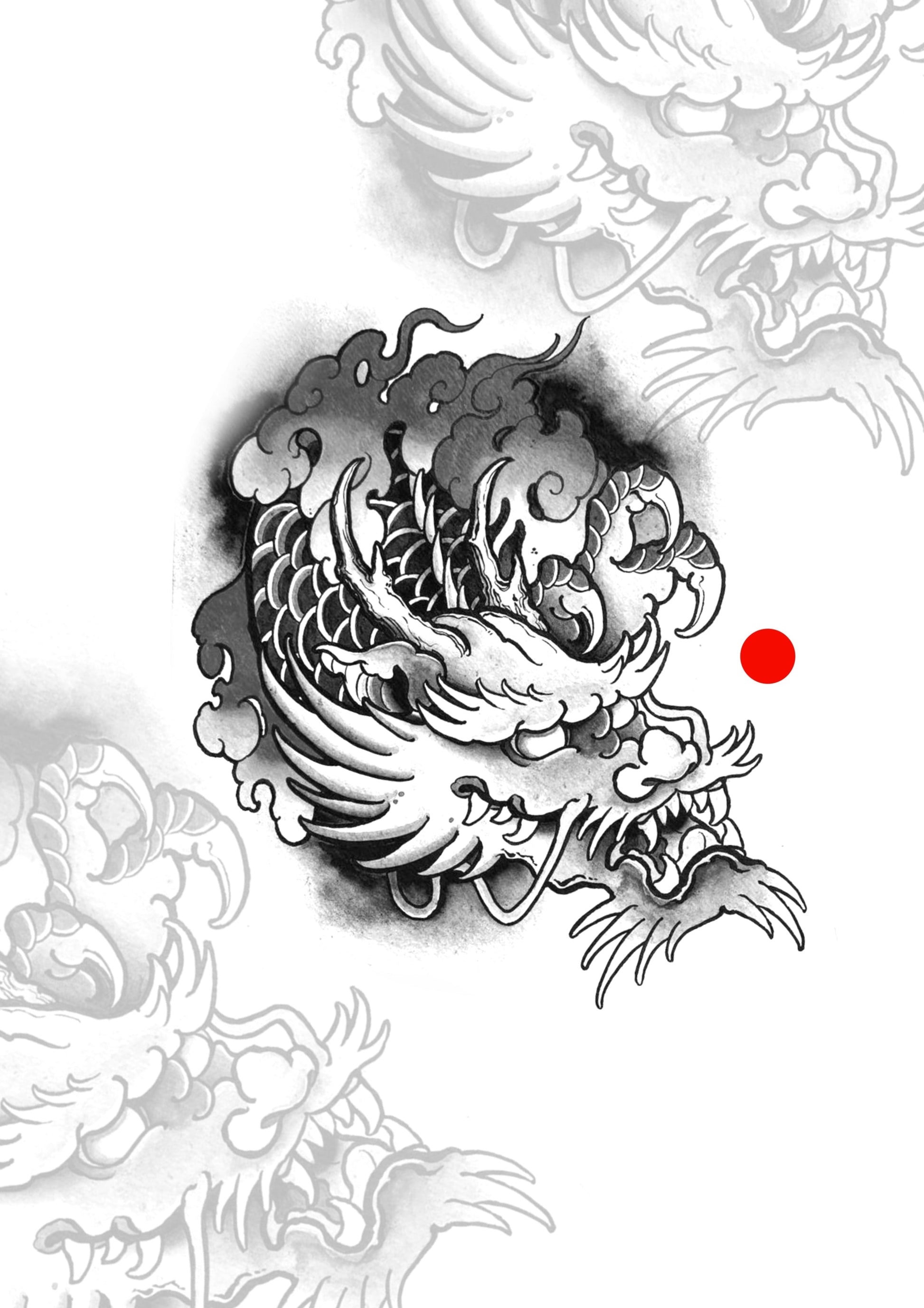 Oriental Dragao oriental 12x9cm - Tatuador Guilherme