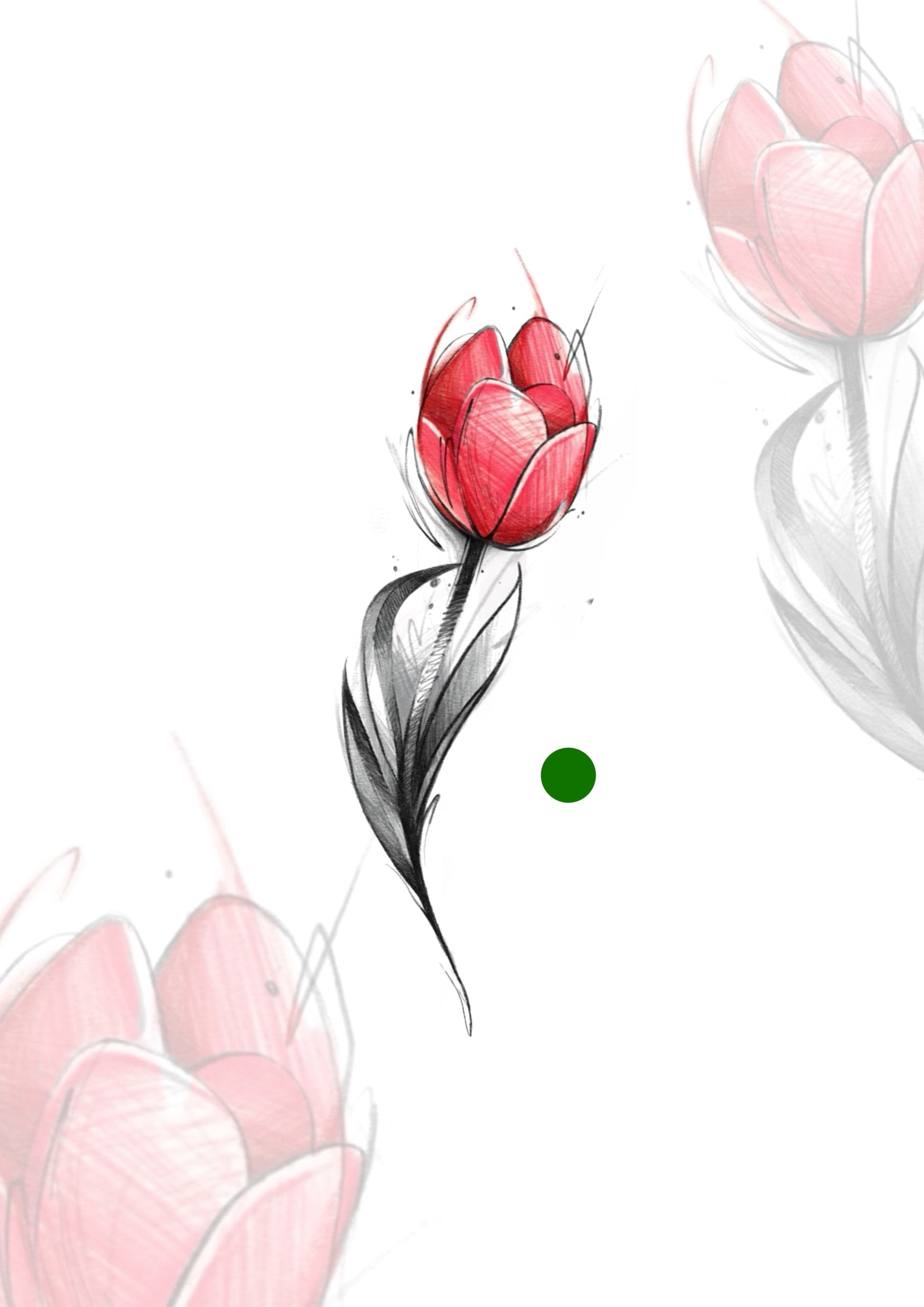 Sketch Flor sketch colorida 9,5x3cm - Tatuador Guilherme