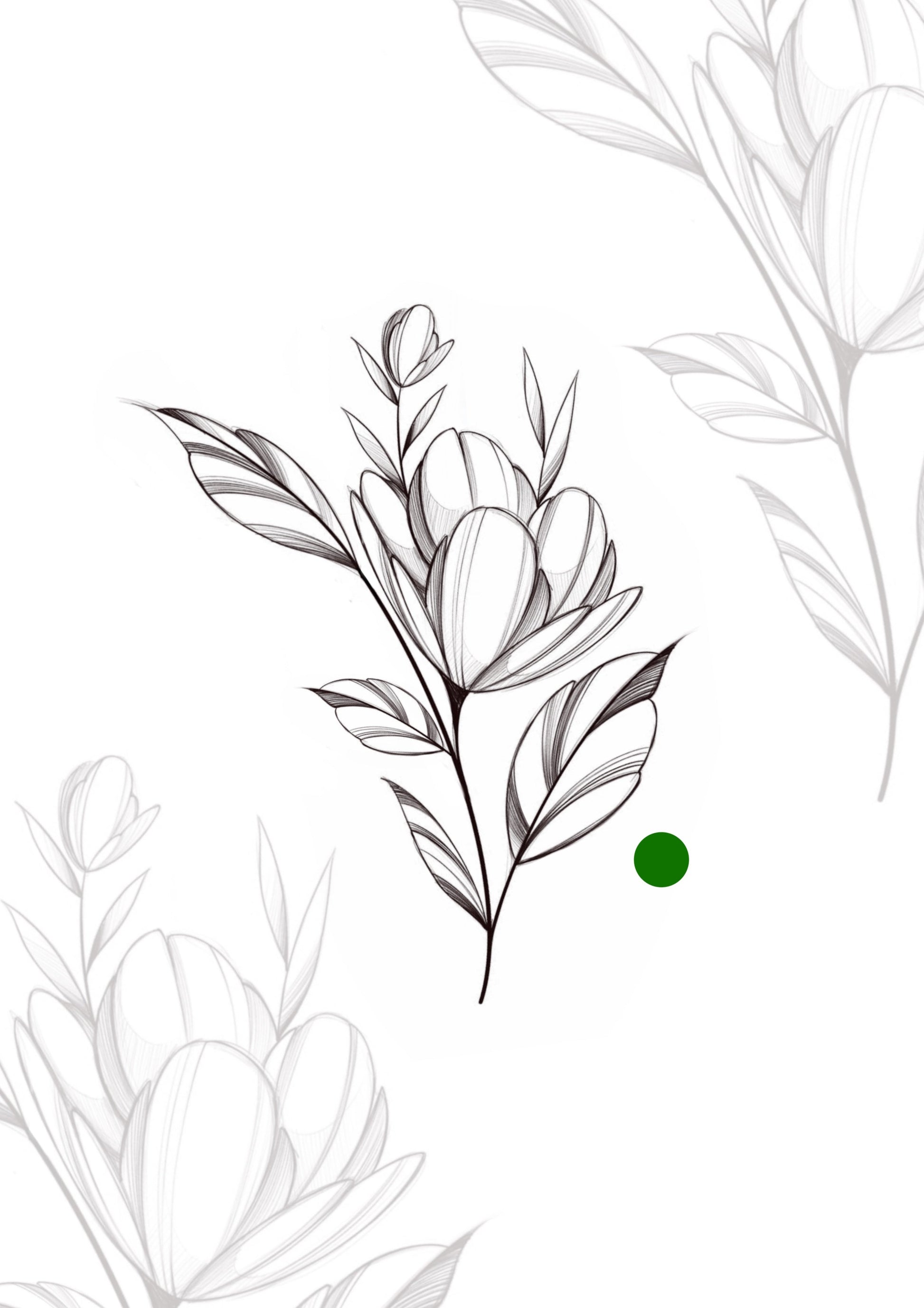 Sketch Floral delicado sketch 11x7cm - Tatuador Guilherme