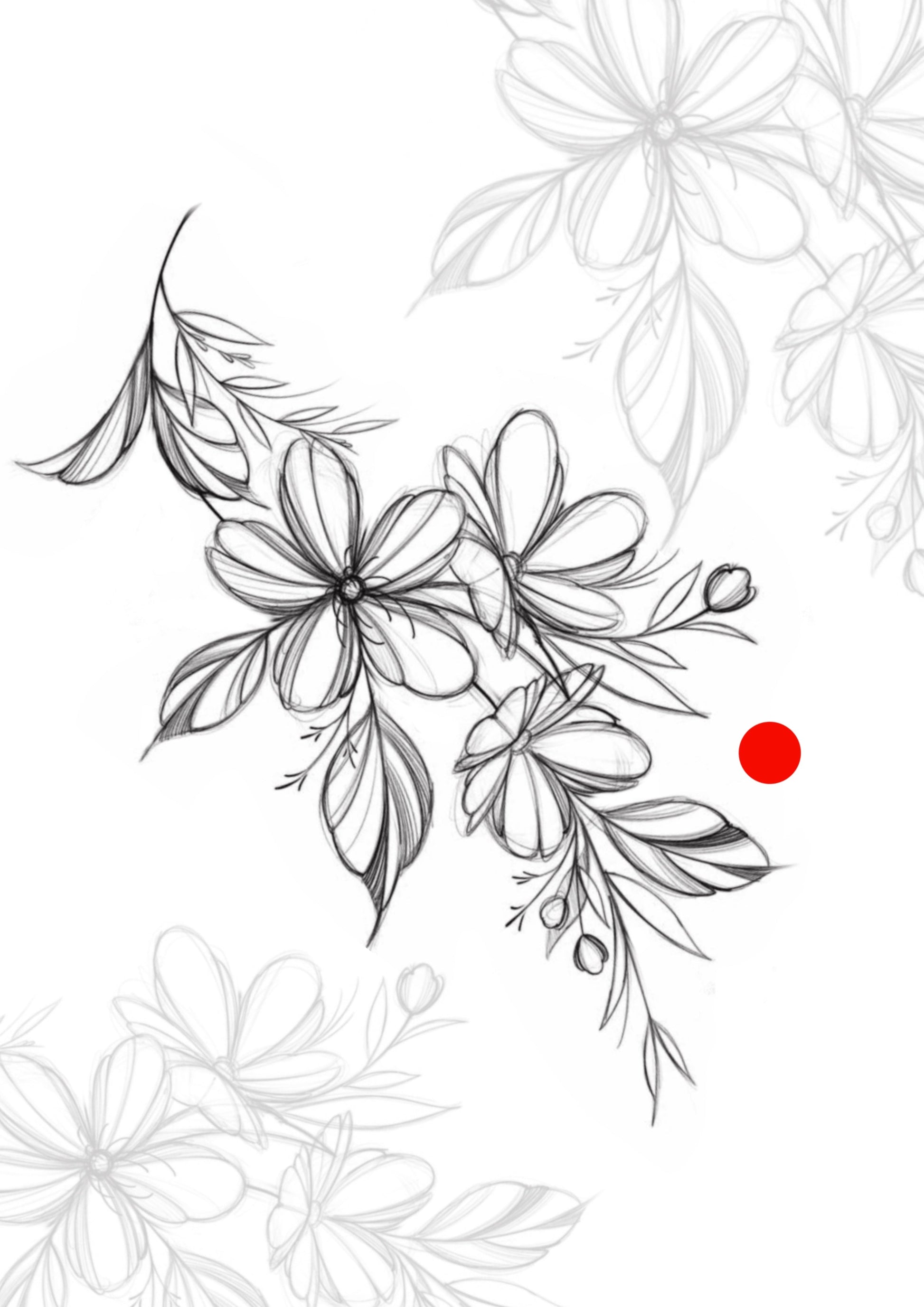 Sketch Floral sketch 13x7cm - Tatuador Guilherme