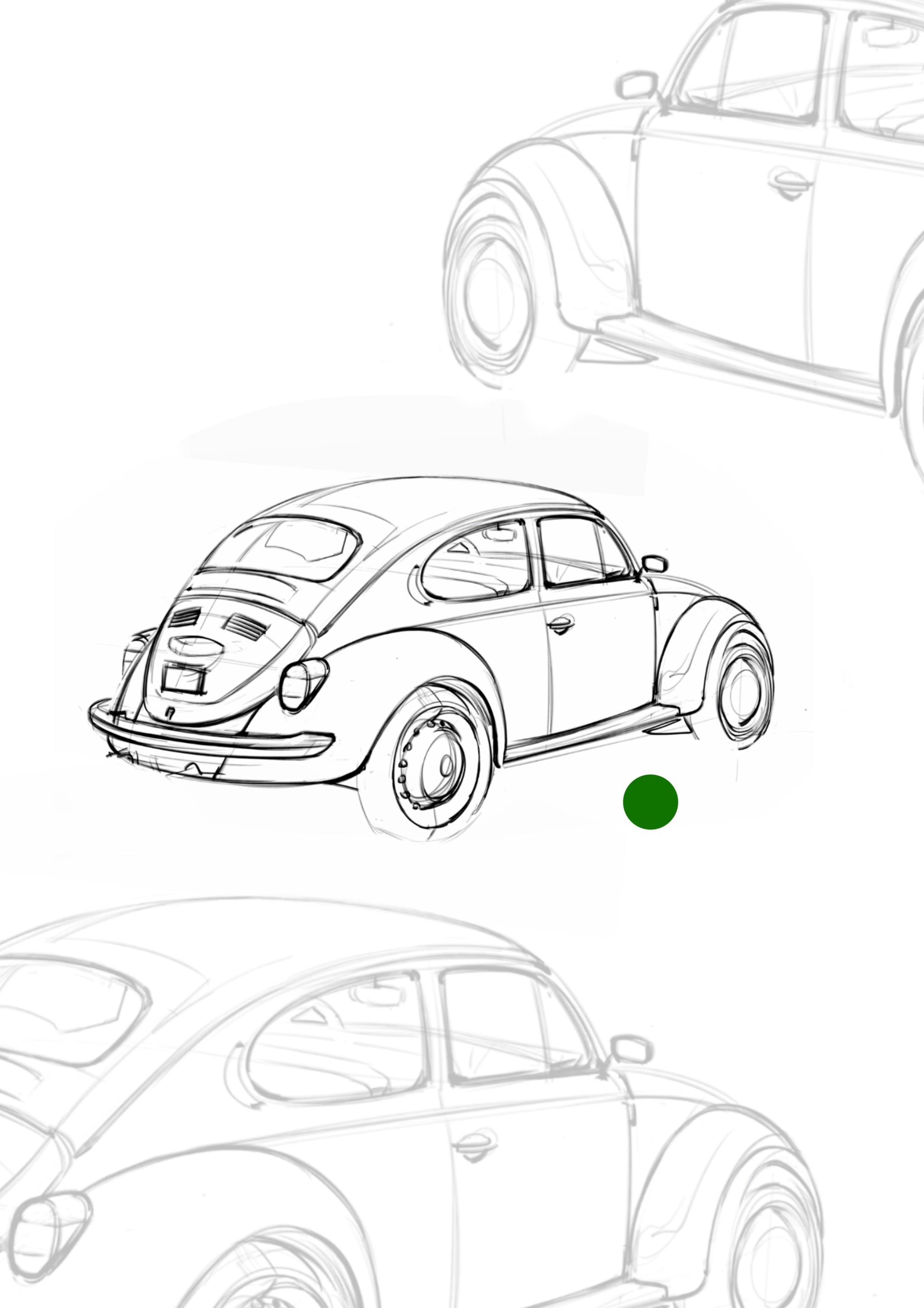 Sketch Fusca sketch 9x4cm - Tatuador Guilherme