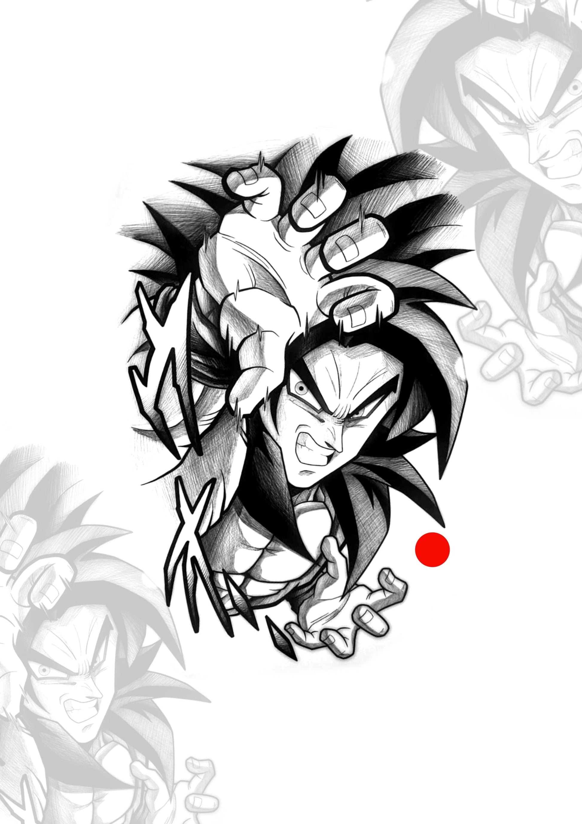 Sketch Goku 14x9cm - Tatuador Guilherme