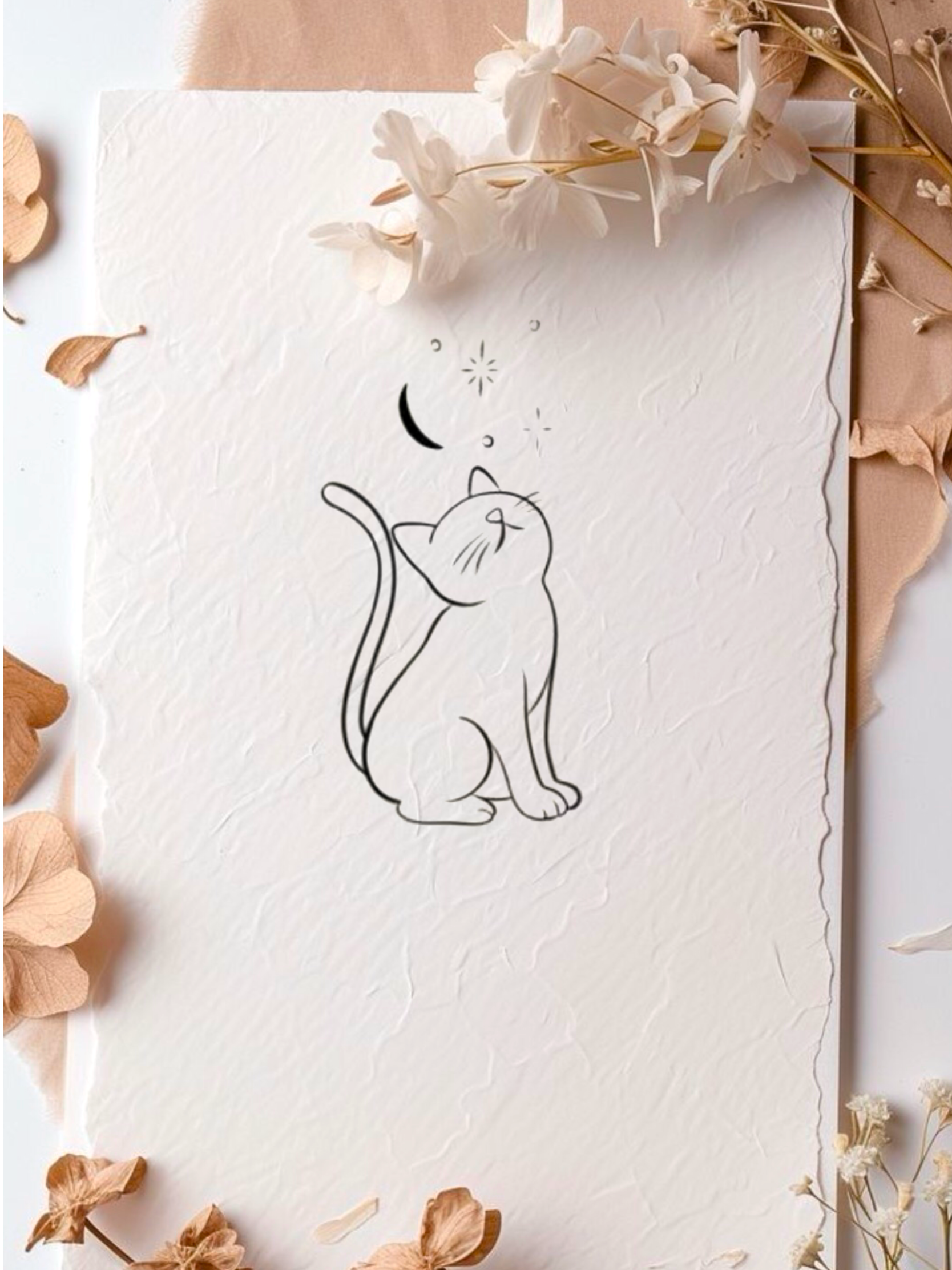 Fine Line Gato 5cm - Tatuador Miranda