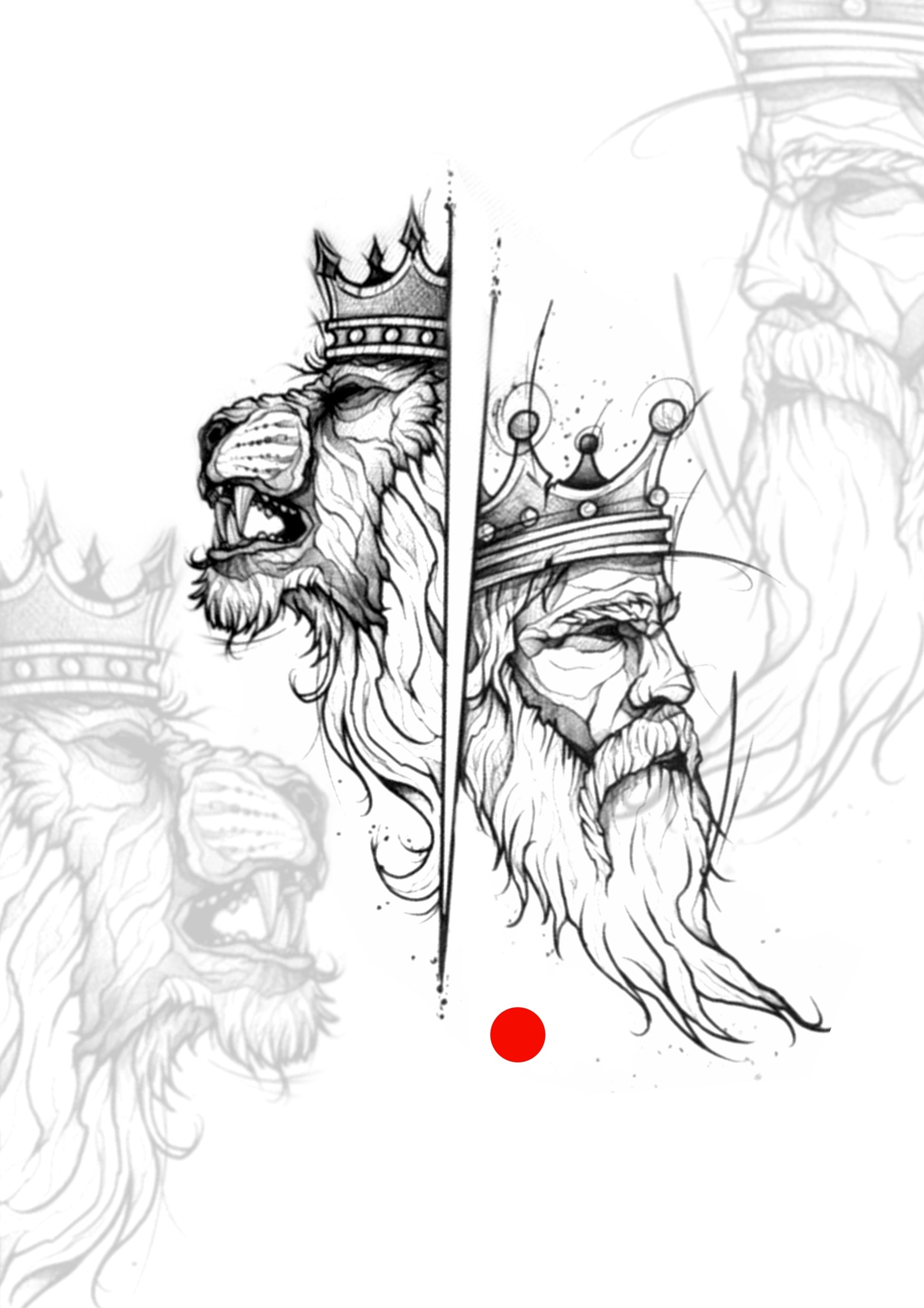 Sketch Leão Rei 14x8cm – Tatuador Guilherme