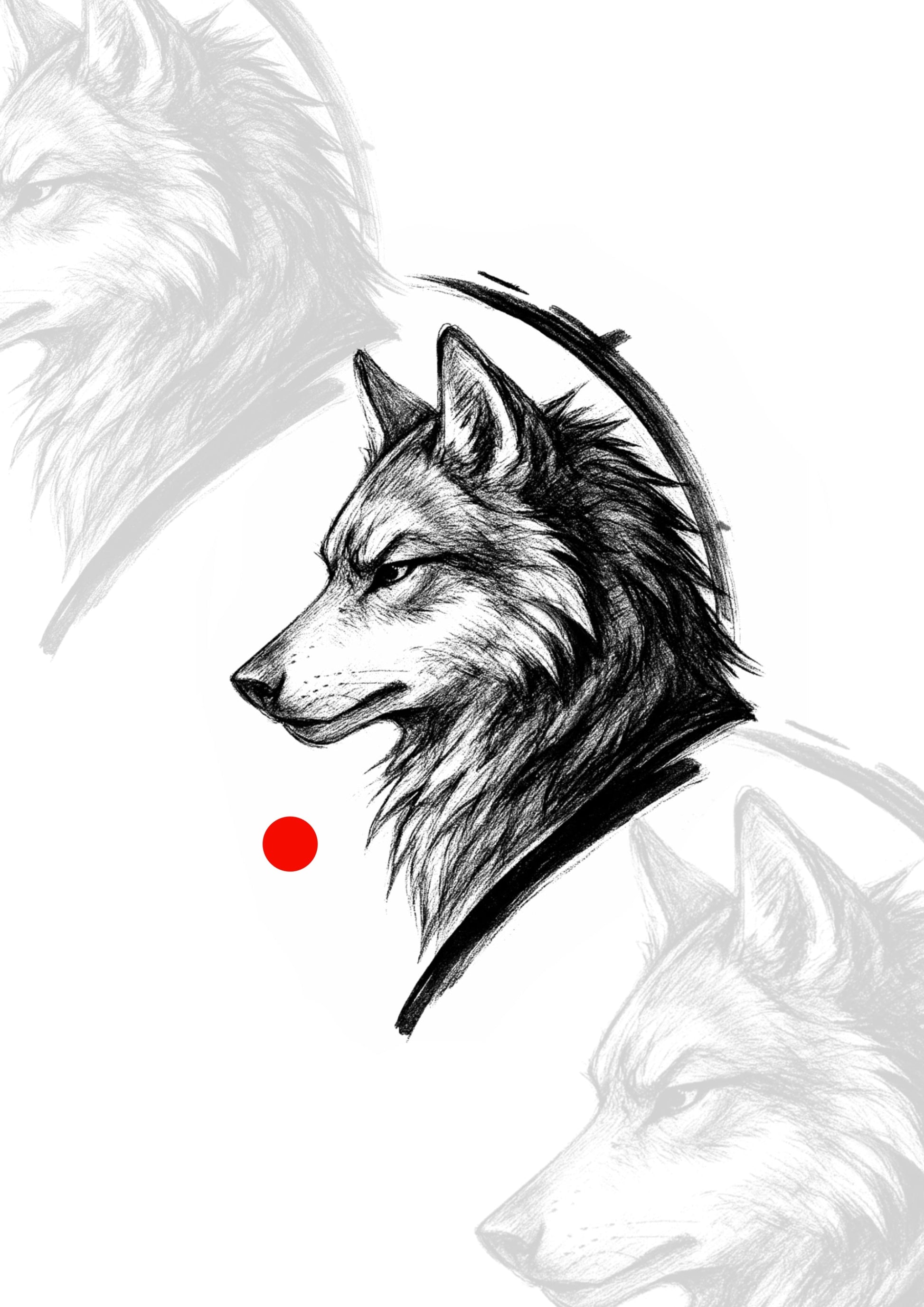 Sketch Lobo 11,5x8 cm [EXCLUSIVO] – Tatuador Guilherme