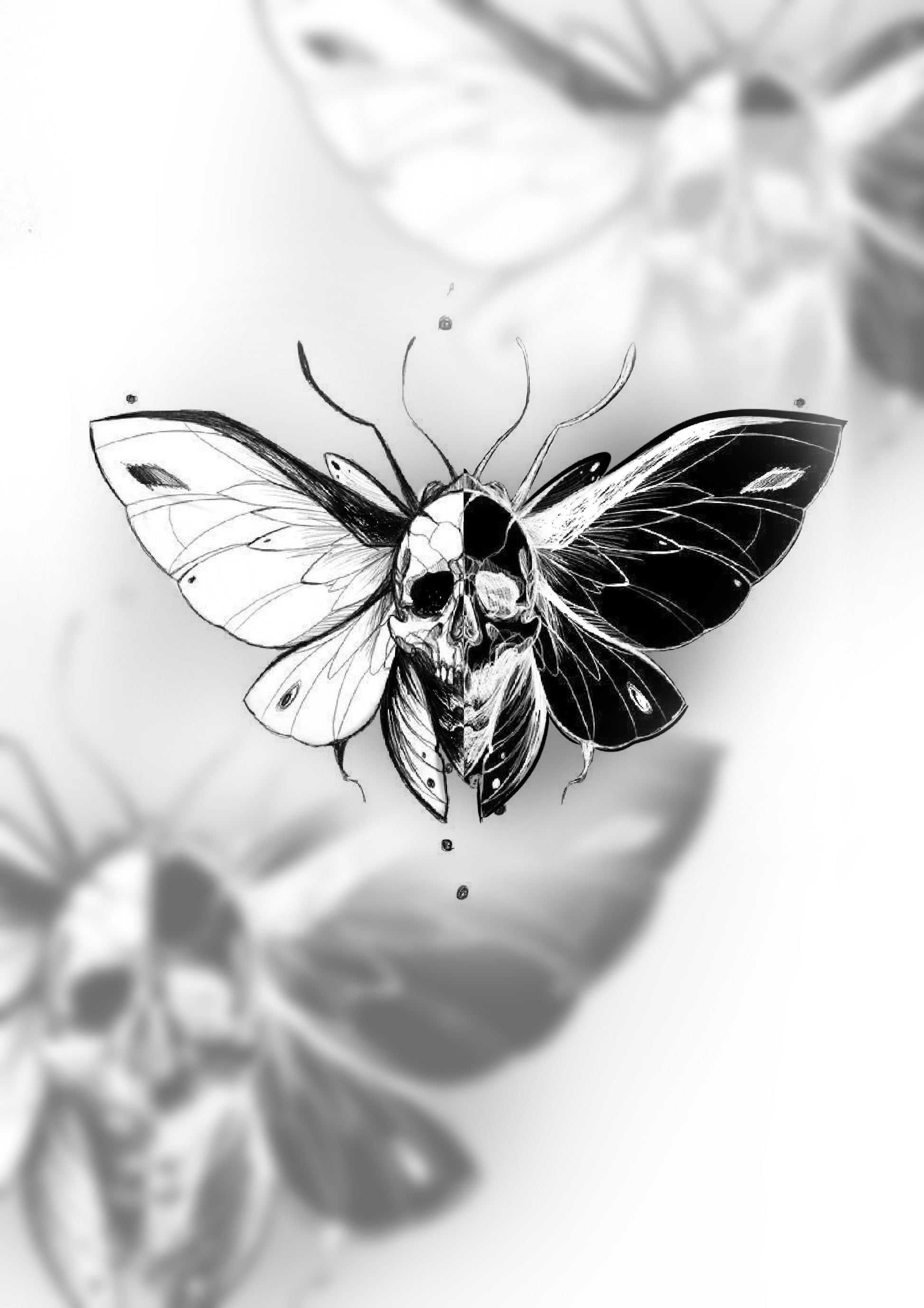 Mariposa Caveira - flash autoral de Boy - 10 cm