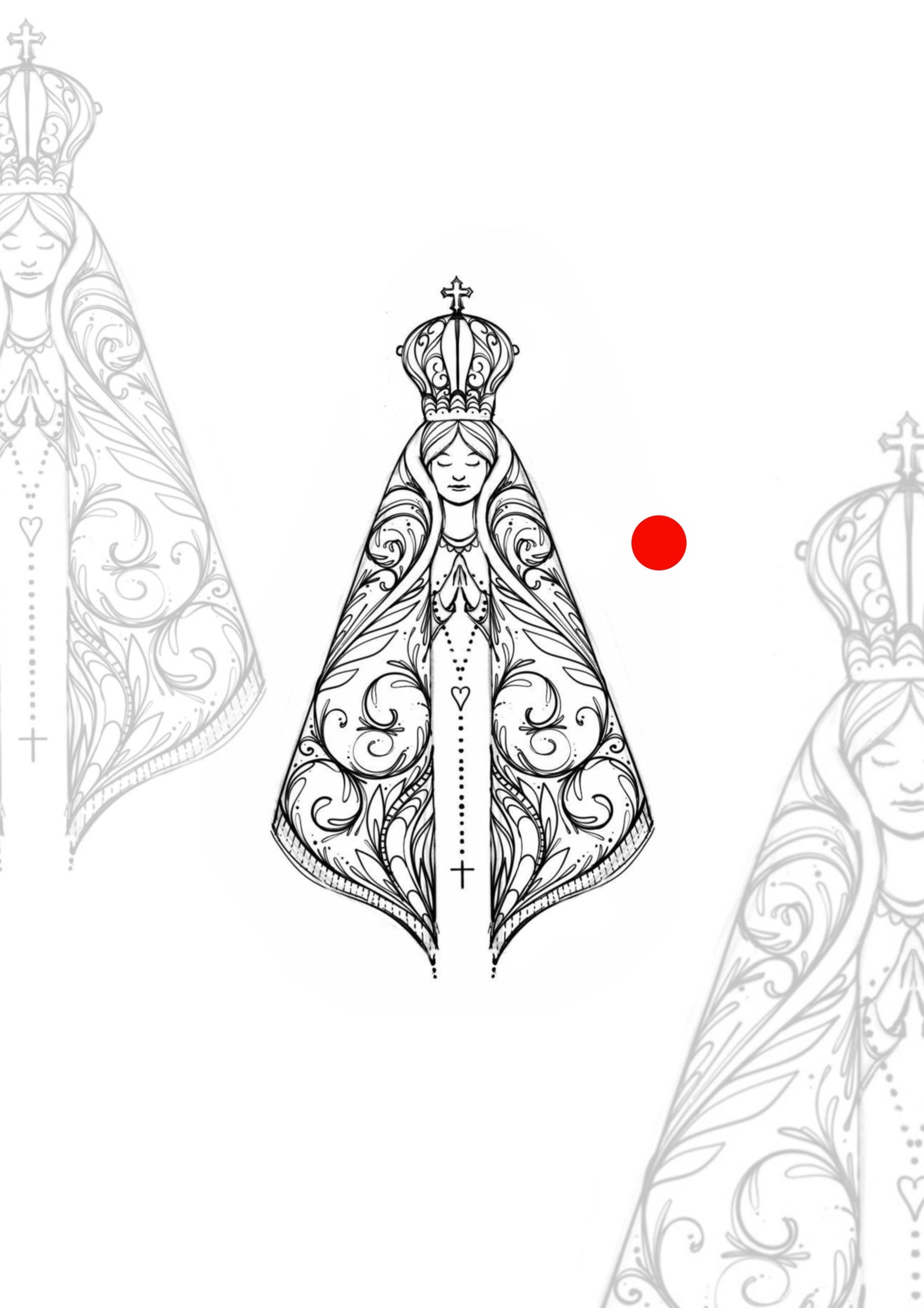 Sketch Nossa Senhora 13x7cm – Tatuador Guilherme
