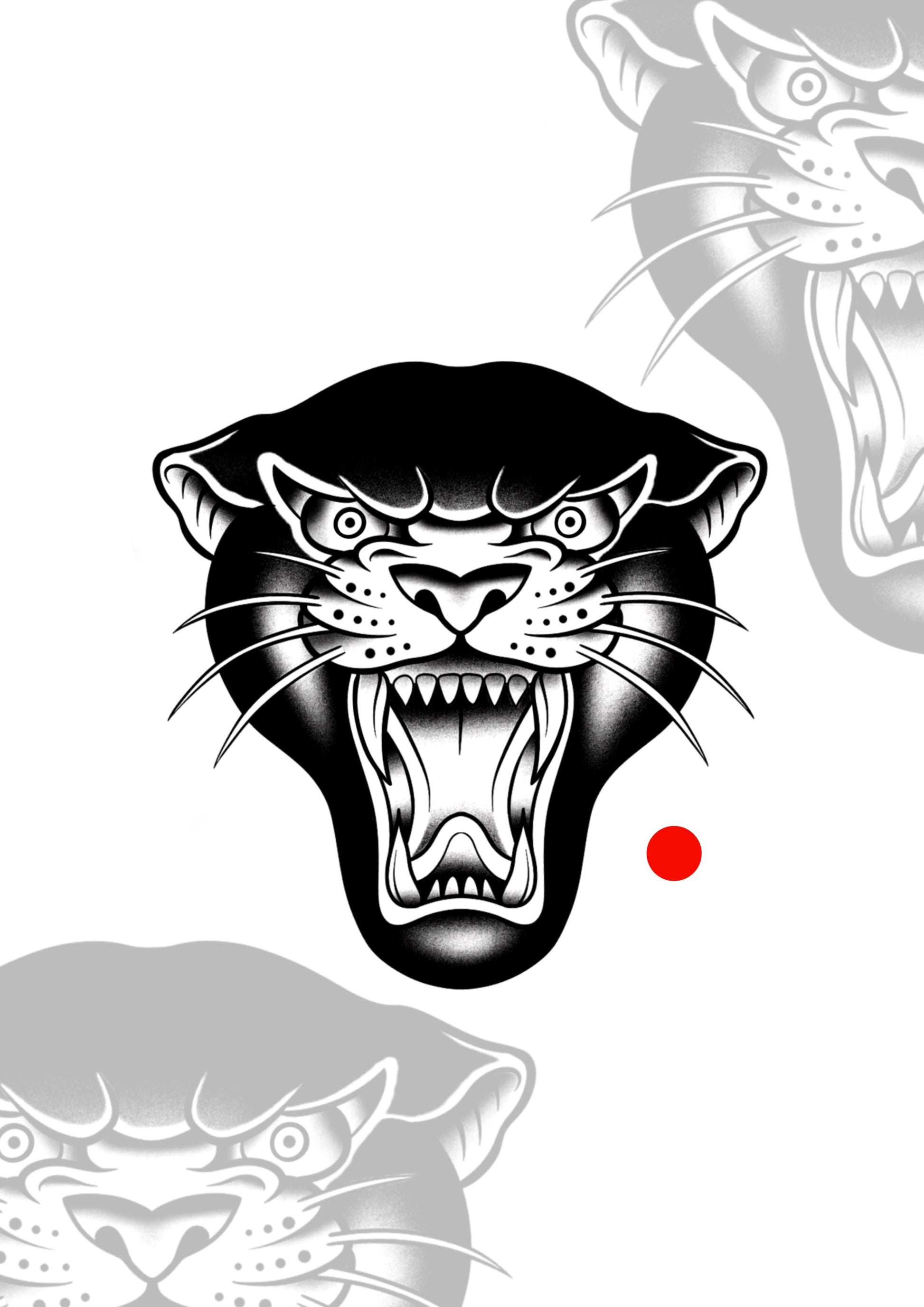 Old School Pantera 10x10cm – Tatuador Guilherme