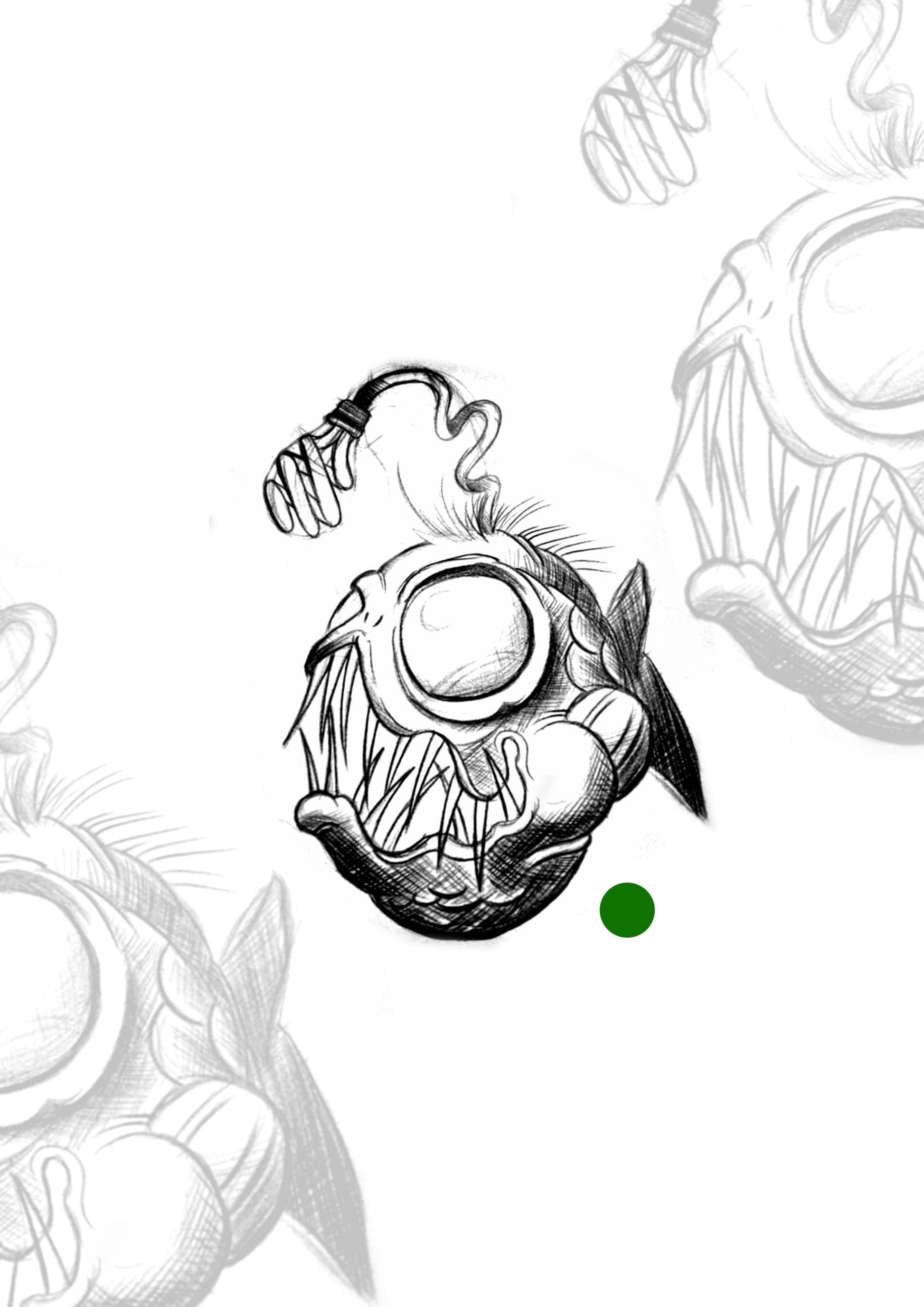 Sketch Peixe Fundo do Mar 8x6 cm – Tatuador Guilherme