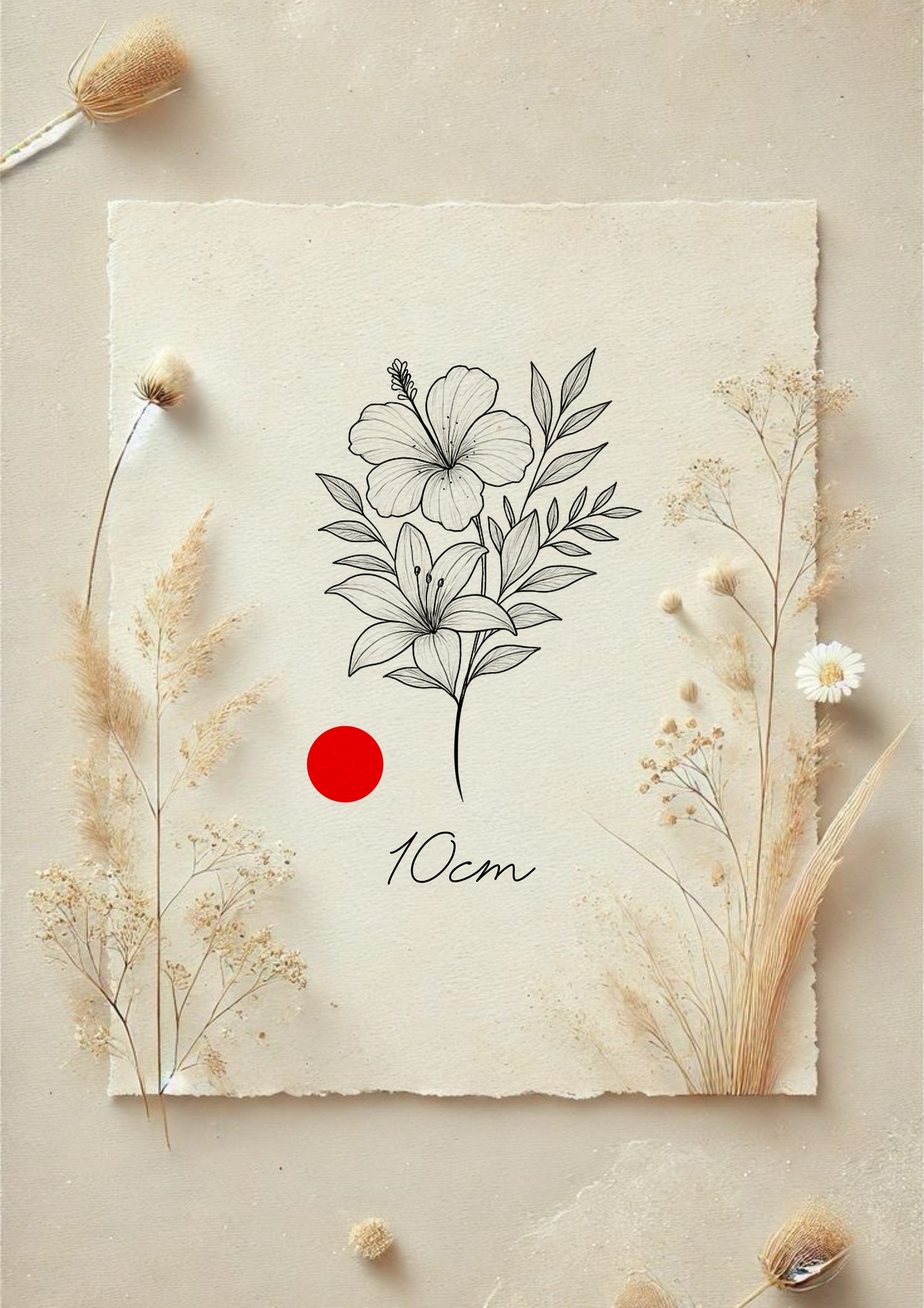 Fineline Lírio e Hibisco 10cm [EXCLUSIVO] - Tatuador Clayton